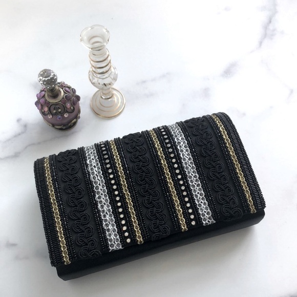 VTG Delill by Hashimoto NY Vintage Beaded Fabric Evening Bag Purse Clutch - Picture 1 of 11